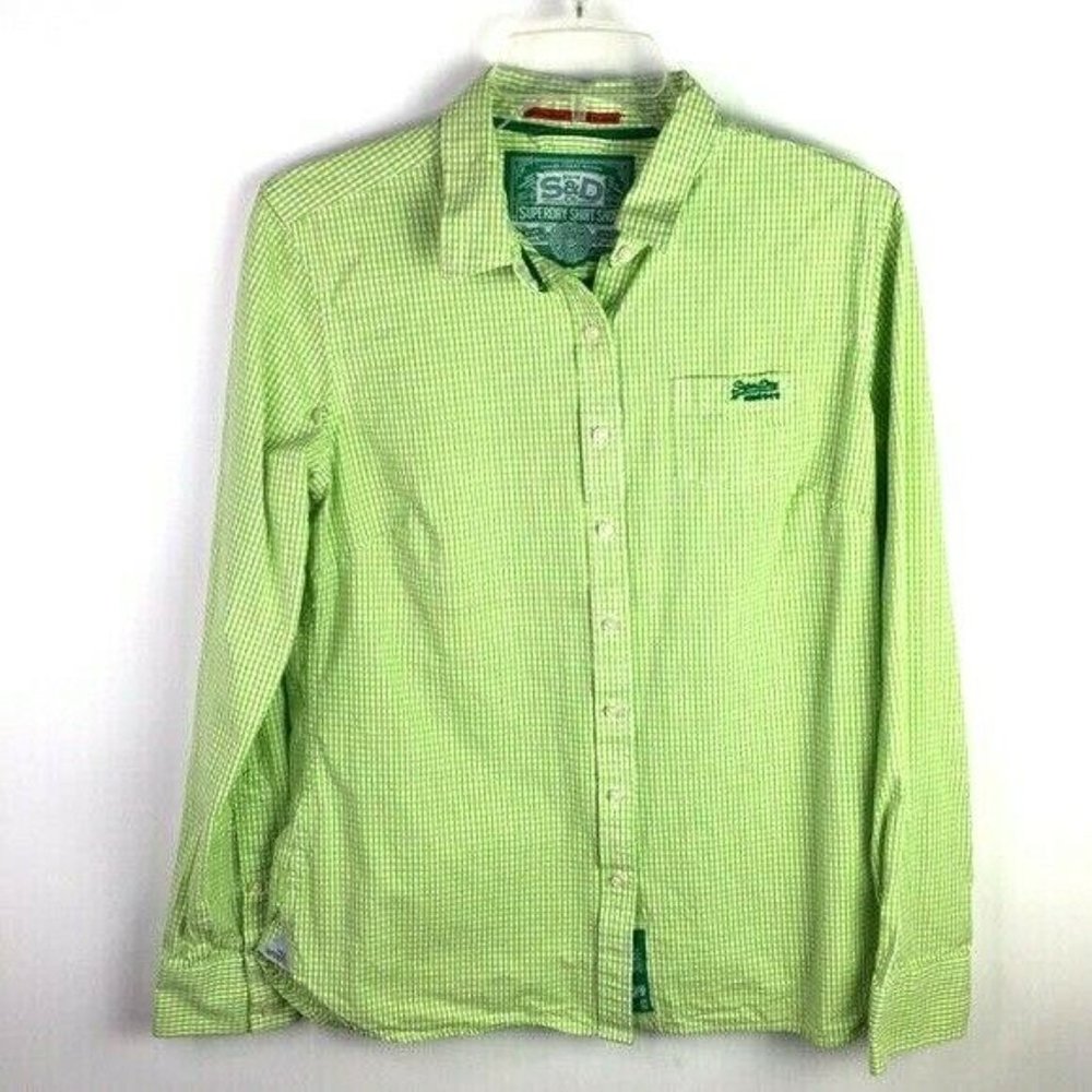 S&D Co. Shirt L Button Front Green Cotton Plaid *J